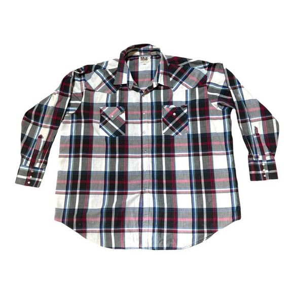 Ely Cattleman 3XL Western Plaid Button-Down Shirt Pearl Snap Cowboy Western READ - Picture 1 of 5